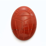 Gemstone Flat Back Carved Scarab 30x22MM RED JASPER