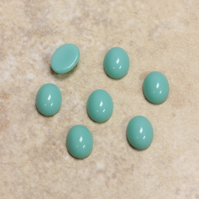 Glass Medium Dome Opaque Cabochon - Oval 08x6MM TURQUOISE