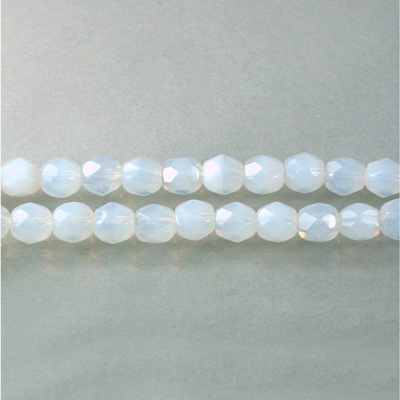 Czech Glass Fire Polish Bead - Round 05MM WHITE OPAL