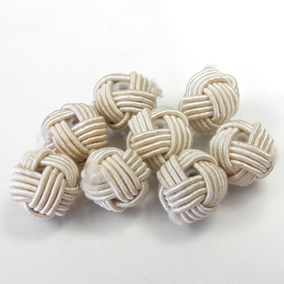 Woven Cotton Glass Base Bead - Round  10MM TAN (217)