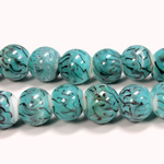 Glass Lampwork Bead - Smooth Round 12MM BLUE MATRIX