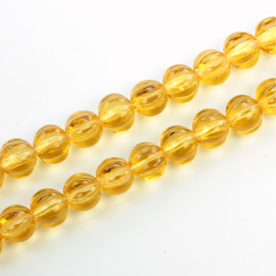 Czech Pressed Glass Bead - Melon Ribbed Round 7MM TOPAZ