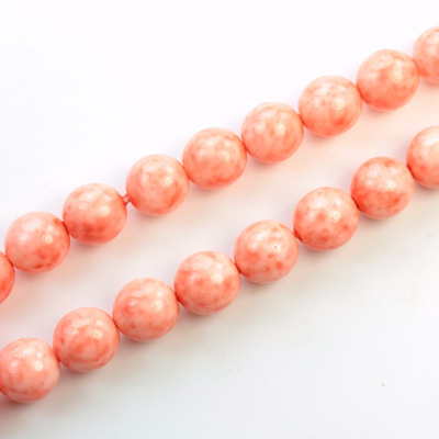 Czech Pressed Glass Bead - Smooth Matrix Round 08MM COATED CORAL MATRIX