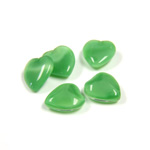 Glass Point Back Buff Top Stone Opaque Doublet - Heart 09x8MM GREEN MOONSTONE