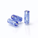 Glass Lampwork Bead - Tube Smooth 16x6MM SAPPHIRE with  FOIL 92500