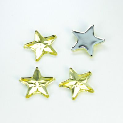 Plastic Flat Back Foiled Rose Cut Rhinestone - Star 15MM JONQUIL
