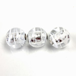Czech Glass Lampwork Bead - Round 12MM Crystal WHITE SWIRL SILVER LINE 01032