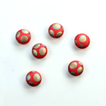 Glass Low Dome Buff Top Cabochon - Peacock Round 07MM MATTE RED