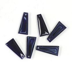 Glass Lampwork Pendant -  Cut Agate Color Trapezoid 20x9MM BLUE AGATE