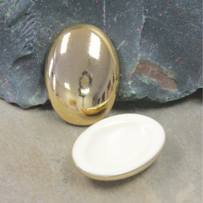 German Plastic Cabochon Vacuum Coated - Oval 30x22MM GOLD