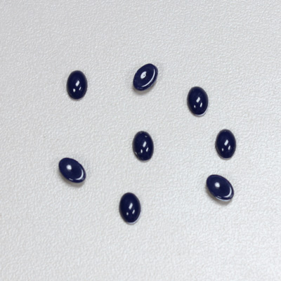 Plastic Flat Back Opaque Cabochon - Oval 06x4MM LAPIS BLUE