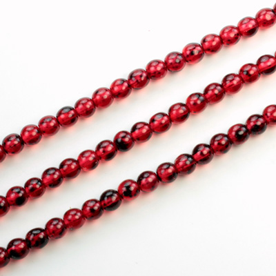 Czech Pressed Glass Bead - Smooth Round 04MM SPECKLE COATED RUBY 64989