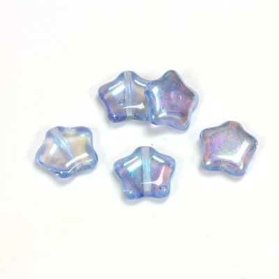 Czech Pressed Glass Bead - Star 12MM LT SAPPHIRE AB