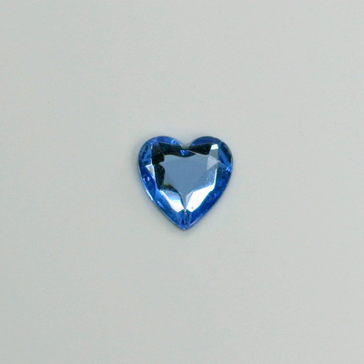 Glass Flat Back Rose Cut Fancy Foiled Stone  - Heart 09x8MM LT SAPPHIRE