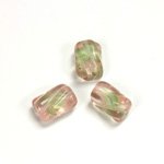 Czech Pressed Glass Bead - 2-Color Smooth Twisted 12x9MM ROSE-PERIDOT