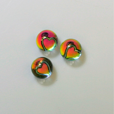 Glass Flat Back 3/4 Ball with Heart - 08MM IRIDIS