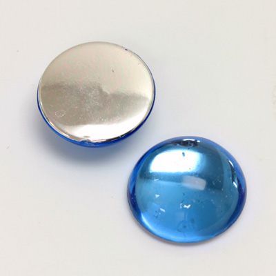 Plastic Flat Back Foiled Cabochon - Round 18MM LT SAPPHIRE