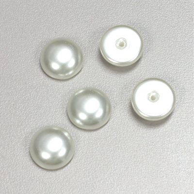 Glass Medium Dome Pearl Dipped Cabochon - Round 12MM WHITE