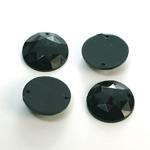 Plastic Flat Back Faceted 2-Hole Opaque Sew-On Stone - Round 18MM JET