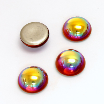 Glass Medium Dome Foiled Cabochon - Round 13MM TOPAZ AB