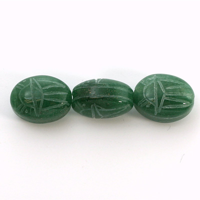 Gemstone Scarab Bead with Large Hole - Oval 16x12MM AVENTURINE