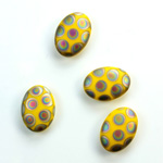 Glass Low Dome Buff Top Cabochon - Peacock Oval 14x10MM MATTE YELLOW