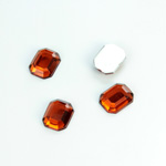 Plastic Flat Back Foiled Rose Cut Rhinestone - Cushion Octagon 10x8MM SMOKE TOPAZ