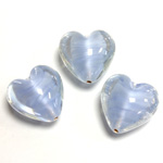 Glass Lampwork Bead - Heart Shape Smooth 18MM PORPHYR CRYSTAL LT BLUE