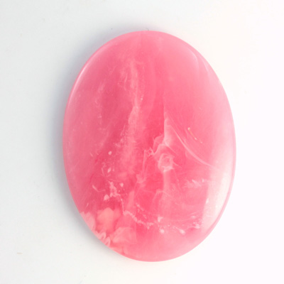 German Plastic Flat Back Buff Top Cabochon - Oval 40x30MM ROSE QUARTZ