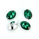 Plastic Point Back Foiled Stone - Oval 14x10MM EMERALD