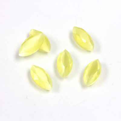 Fiber-Optic Flat Back Stone with Faceted Top and Table - Navette 10x5MM CAT'S EYE YELLOW