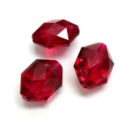 Plastic Bead - Faceted Hexagon 18x14MM ORIENTAL RUBY