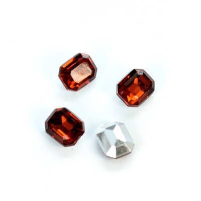 Plastic Point Back Foiled Stone - Cushion Octagon 10x8MM SMOKE TOPAZ