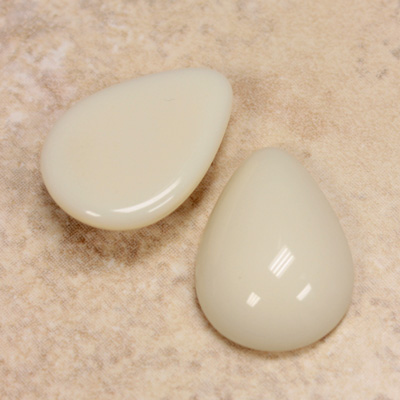 Glass Medium Dome Cabochon - Pear 25x18MM IVORY