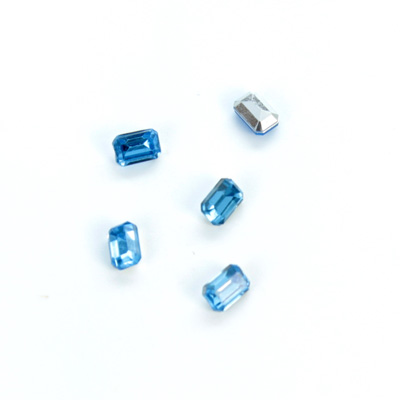 Plastic Point Back Foiled Stone - Cushion Octagon 06x4MM LT SAPPHIRE