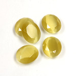 Fiber-Optic Flat Back Stone with Faceted Top and Table - Oval 12x10MM CAT'S EYE LT BROWN