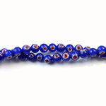 Glass Millefiori Bead - Round 04MM BLUE WHITE RED (27)