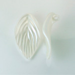 German Plastic Leaf Pendant with Loop Side Drilled - 40x23MM PEARL SILK WHITE