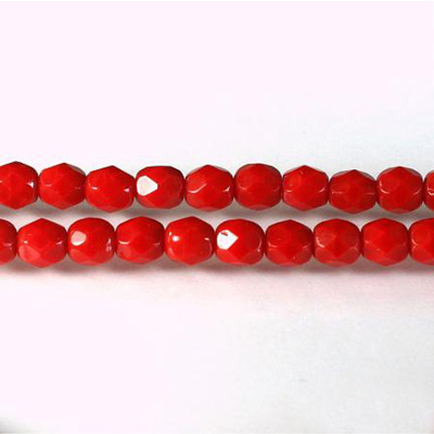 Czech Glass Fire Polish Bead - Round 05MM RED