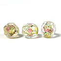 Czech Glass Lampwork Bead - Round Faceted 12MM Flower ON CRYSTAL with  SILVER FOIL