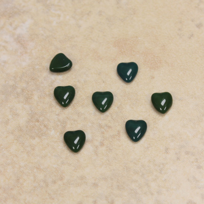 Glass Medium Dome Cabochon - Heart 05x4.5MM FOREST GREEN