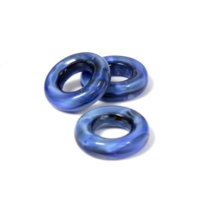 Czech Pressed Glass Ring - 14MM TIGEREYE BLUE