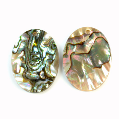 Shell Pendant - Smooth Flat Oval 30x22MM ABALONE