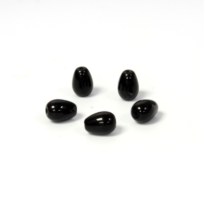 Czech Pressed Glass Bead - Smooth Pear 07x5MM JET