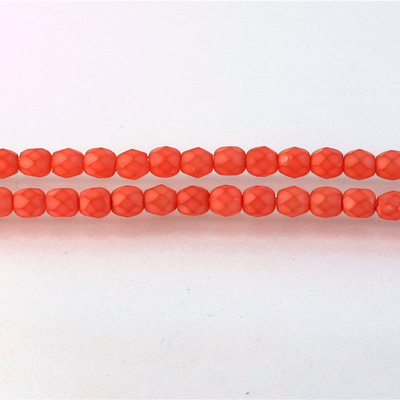 Czech Glass Fire Polish Bead - Round 04MM MATTE ORANGE 43488