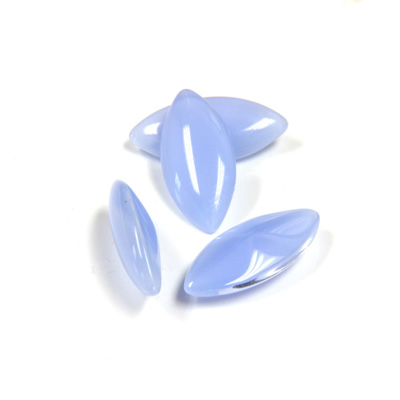 Glass Point Back Buff Top Stone Opaque Doublet - Navette 15x7MM BLUE MOONSTONE