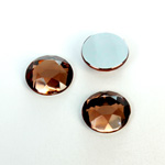 Plastic Flat Back Foiled Rose Cut Rhinestone - Round 15MM SMOKE TOPAZ