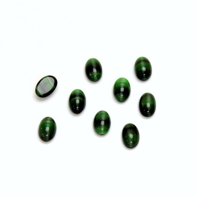 Glass Medium Dome Cabochon - Oval 06x4MM TIGEREYE GREEN