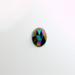 Glass Flat Back Rauten Rose - Oval 10x8MM IRIS GREEN Coated