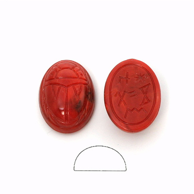 German Plastic Flat Back Scarab - Oval 18x13MM CORAL MATRIX